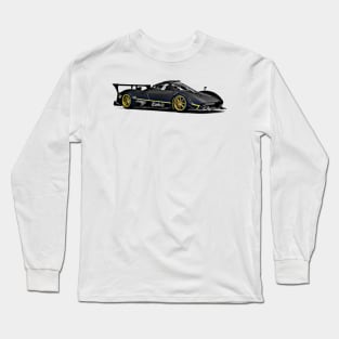 Pagani Zonda R Supercar Racing Cartoon Black Long Sleeve T-Shirt
